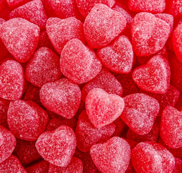 Valentines Day red sugar cinnamon jelly heart candies